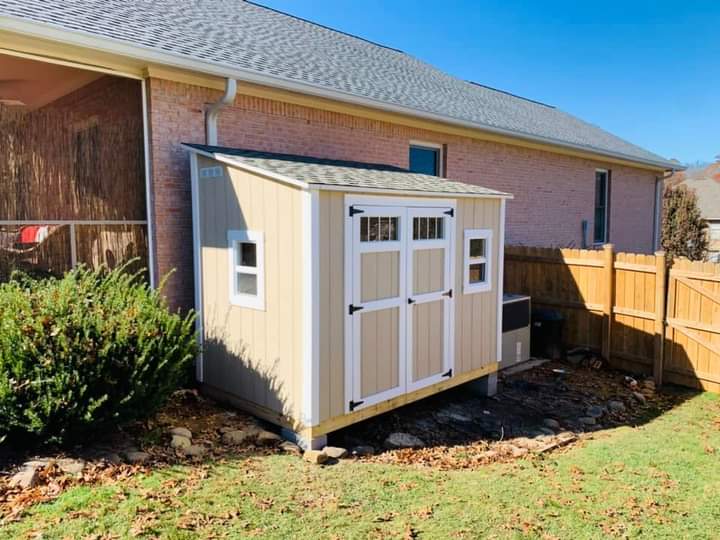 Our lean-to storage shed is perfect for maximizing narrow spaces. Whether placed against a garage or fence, this side storage shed offers a smart way to store tools, bins, and seasonal items without taking over your backyard.